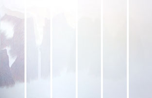 Mind Beyond the Landscape #1 Ink and acrylic on canvas 122x30cm *6 panels 2013