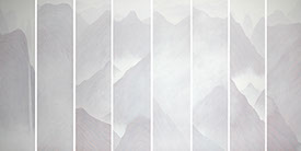 Enter the Emptiness#12 Ink and acrylic on canvas 150x37.5cm *8 panels 2014