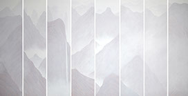 Enter the Emptiness#15 Ink and acrylic on canvas 150x37.5cm *8 panels 2014