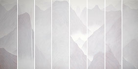 Enter the Emptiness#1 Ink and acrylic on canvas 150x37.5cm *8 panels 2014