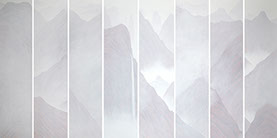 Enter the Emptiness#6 Ink and acrylic on canvas 150x37.5cm *8 panels 2014